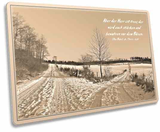 Christliche Postkarte  - Feldwege im Schnee