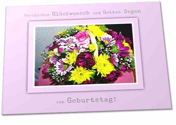 Christliche Geburtstagskarte: Blumenkorb - Faltkarte
