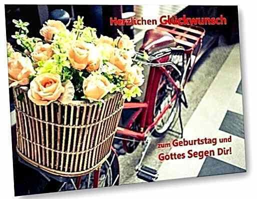Geburtstagskarte: Blumenstrauß im Fahrradkorb - Vintage Style