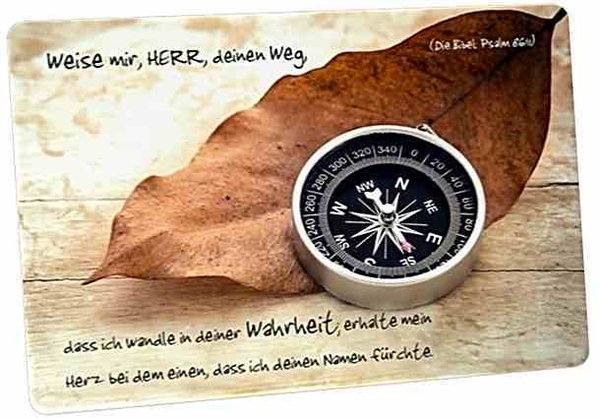 Christliche Postkarte: Kompass - Mit Bibelvers: Psalm 86,11