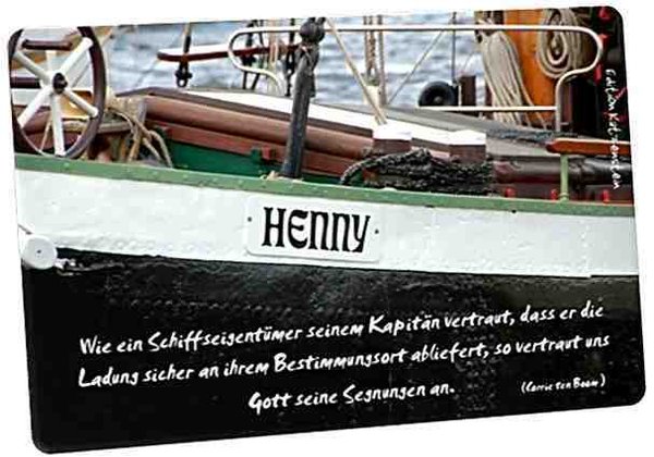 Christliche Postkarte: Nostalgieschiff Henny - Zitat Corrie ten Boom