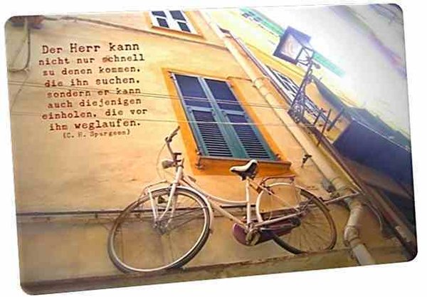 Christliche Postkarte: Nostalgisches Fahrrad - Zitat C. H. Spurgeon
