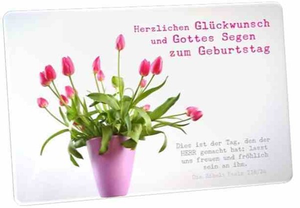 Christliche Geburtstagskarte Vase mit Tulpen - Postkarte