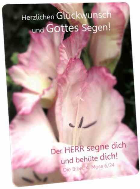 Christliche Geburtstagskarte „Gladiolenblüten" - Postkarte DIN A6