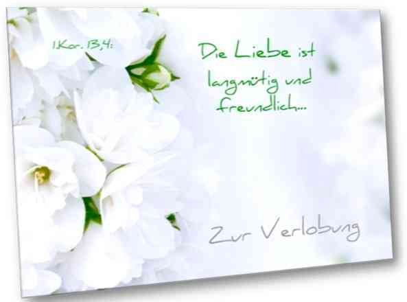 Christliche Verlobungskarte: Weiße Blüten mit Kuvert