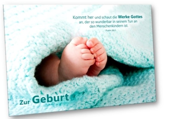 Christliche Geburtskarte: Babyfüßchen - Faltkarte zur Geburt