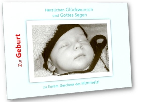 Christliche Geburtskarte: Baby mit Mützchen- Faltkarte zur Geburt