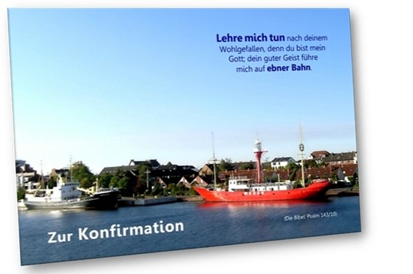 Christliche Konfirmationskarte - Feuerschiff Weser - Klappkarte