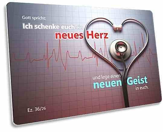 Christliche Postkarte: Stethoskop auf EKG-Aufzeichnung