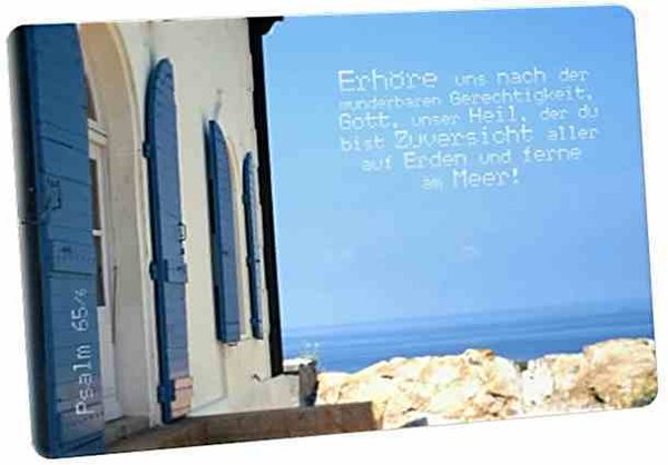 Christliche Postkarte: Altes Haus am Meer - Psalm 65,6