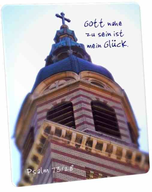 Christliche Postkarte: Kirchturmspitze im Gegenlicht - 73,28