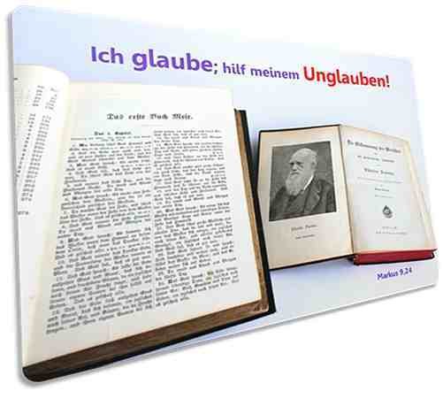 Jahreslosung 2020 Postkarte - "Alte Bibel & altes Darwin-Buch" ✅