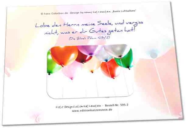 Christliche Geburtstagskarte: Bunte Luftballons - Klappkarte