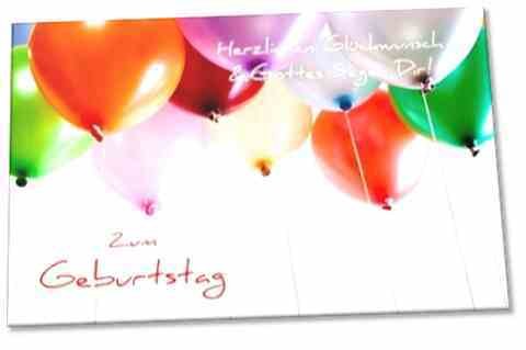 Christliche Geburtstagskarte: Bunte Luftballons - Klappkarte