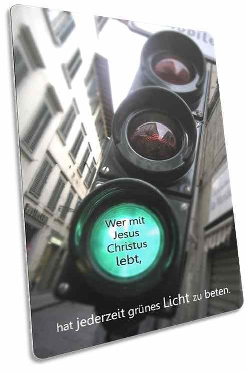 Christliche Postkarte: Grüne Fußgängerampel