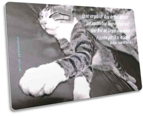 Christliche Postkarte - Katze auf Liege - Psalm 127,2