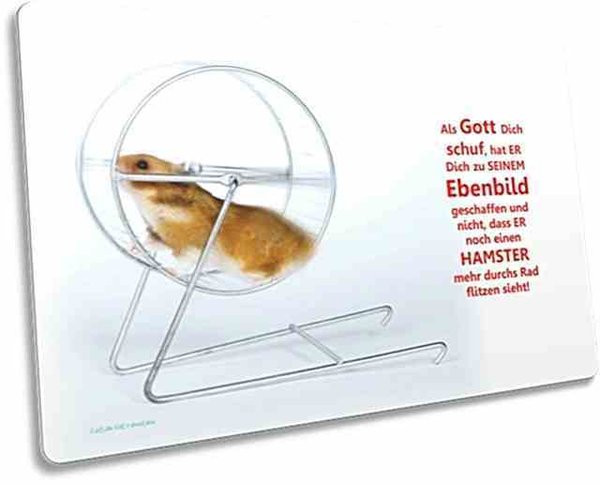 Christliche Postkarte: Hamster im Hamsterrad