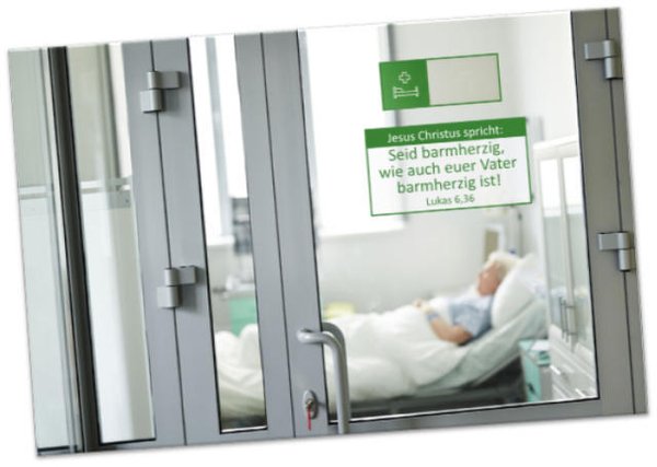 Jahreslosung 2021 Faltkarte - Blick in Krankenzimmer - Klappkarte