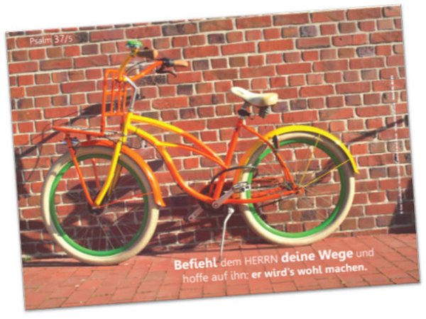 Christliches Plakat A3 - Grellbuntes Fahrrad